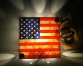 American Flag NIght Light - Custom Listing For Tanja - Vintage Dictionary Print Design Repurposed Upcycled Light Box Night Lights