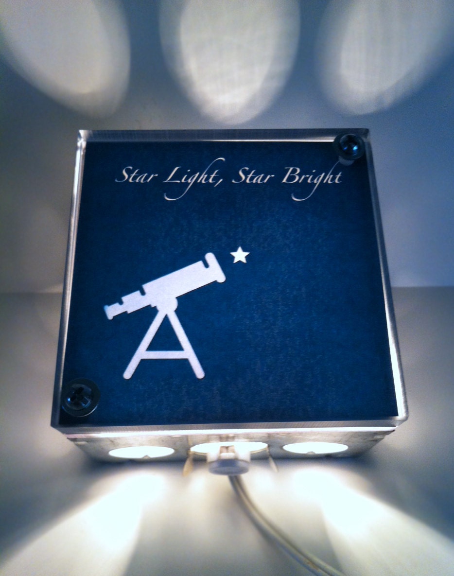 Star Light Star Bright - Repurposed Vintage Dictionary Print Design Night Light Box Upcycled Lamp - TheRekindledPage