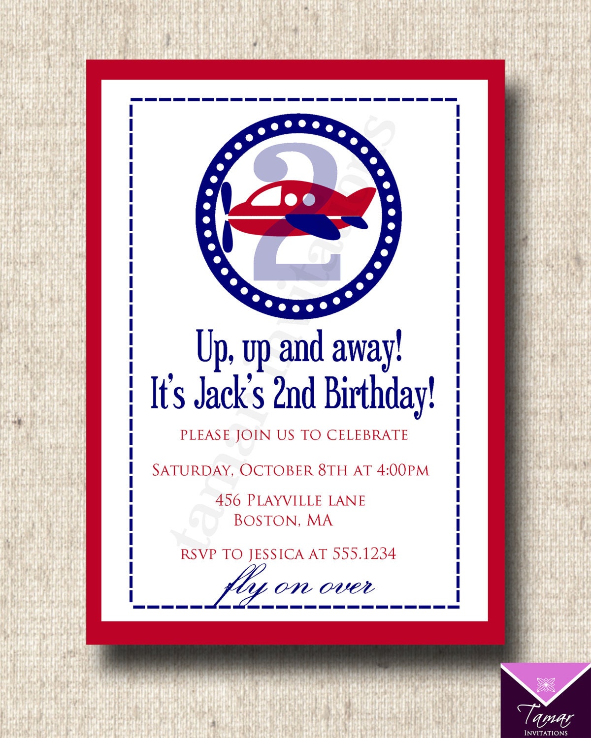 Printable Airplane Invitation Card- Birthday or Shower - You Choose the Color Il_170x135