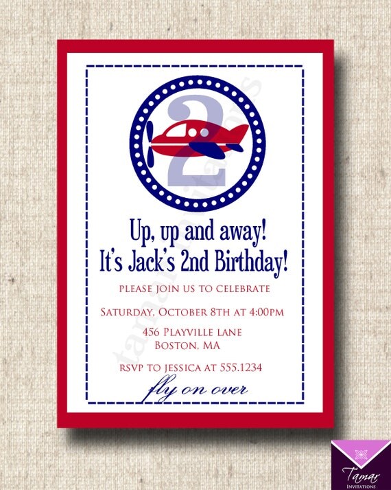 Printable Airplane Invitation Card- Birthday or Shower - You Choose the Color Il_570xn