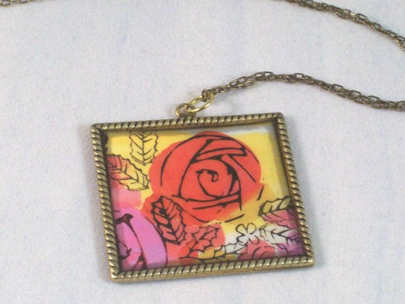 Andy Warhol rose pendant necklace