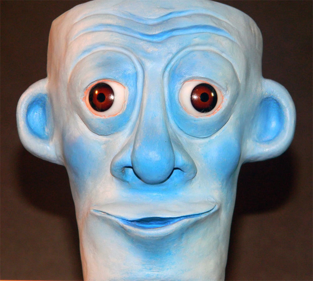 Ceramic Flower Pot with Sculpted Clay Face - Homemade Art