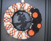 Preppy Witch Halloween Wreath, Available in 14 inch only