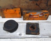 Antique Wood Carved Foundry Molds Industrial Wood Primitive Decor