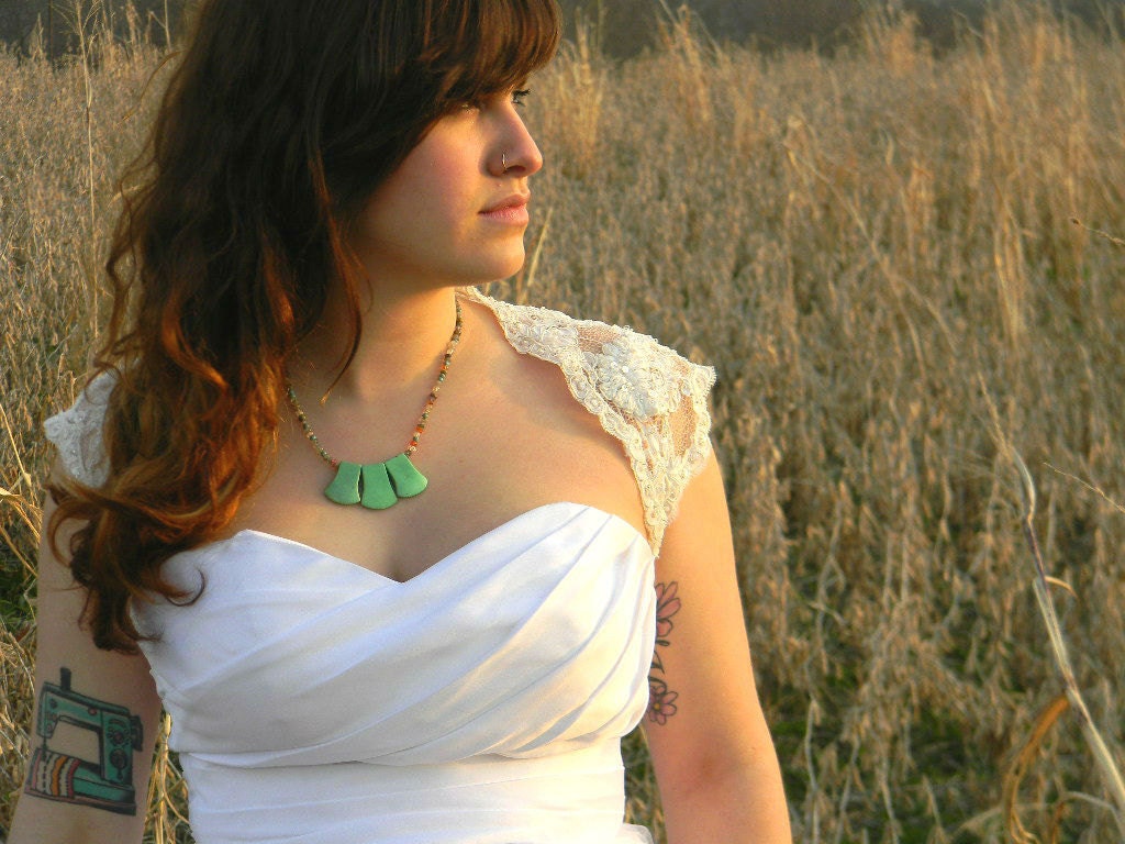 Handmade Semi precious stones Delicate Necklace with turquoise colors