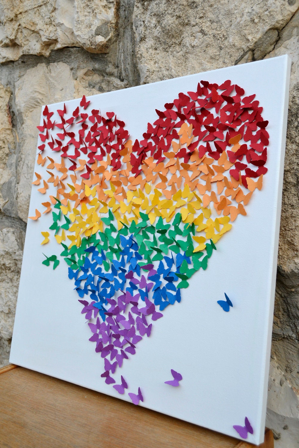 LARGE 3D Butterfly Art / Butterfly Rainbow Heart / Nursery Decor /Children's Room Decor / Modern Art for Children - MADE  to ORDER