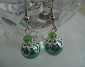 Glass Green Pearl Earrings