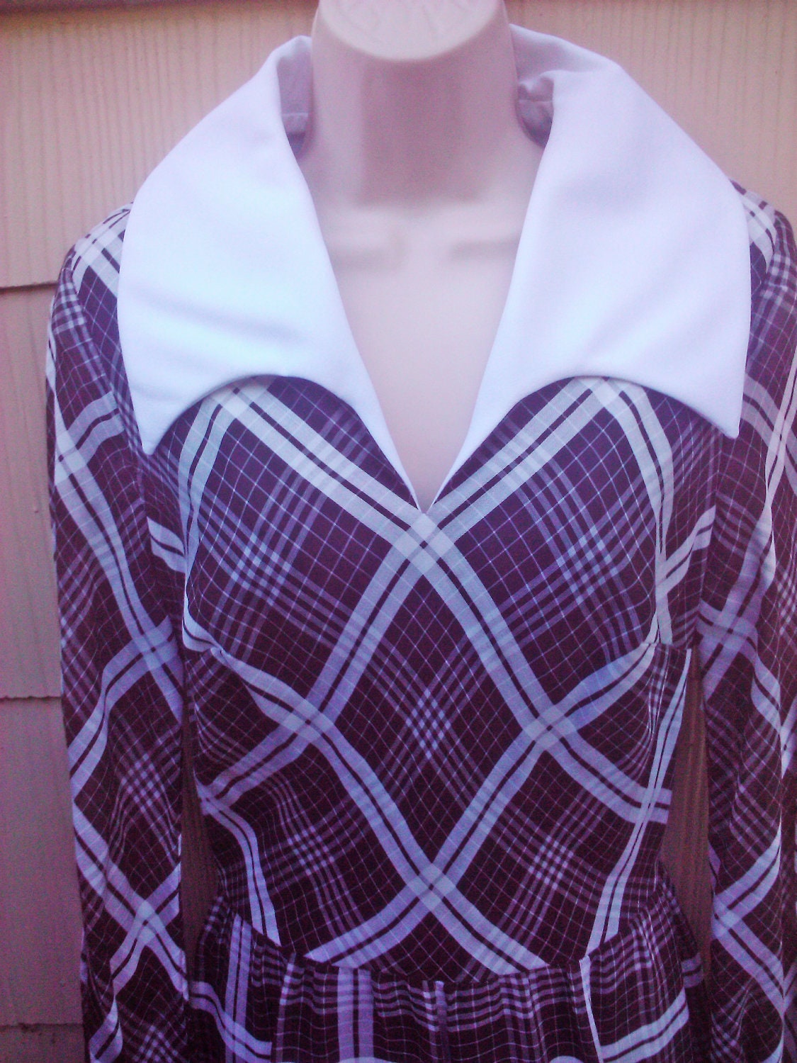 Vintage 1970s Maxi Dress / Brown/ Plaid/ Mod/ Retro/ MELISSA LANE/ Small/ Boho