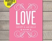 Custom Wedding PRINTABLE POSTER - Series 2 (choice of 30 colours) - 8x10 inch - Wall Art - Digital Art - Marriage Print - Wedding Date