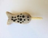 Cute Narwhal Pin Brooch - Needle Felted Brooch