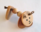ORGANIC "Beau" the Bear Natural Wood Teething Ring Toy (unfinished wooden toy)- Unisex Baby / Toddler Teether toys