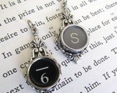 PERSONALIZED Vintage Typewriter Key Pendant in Art Deco Style Setting