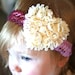 Baby Headband - Heart Headband - Valentine's Day Headband - Rose and Ivory Valentines Headband