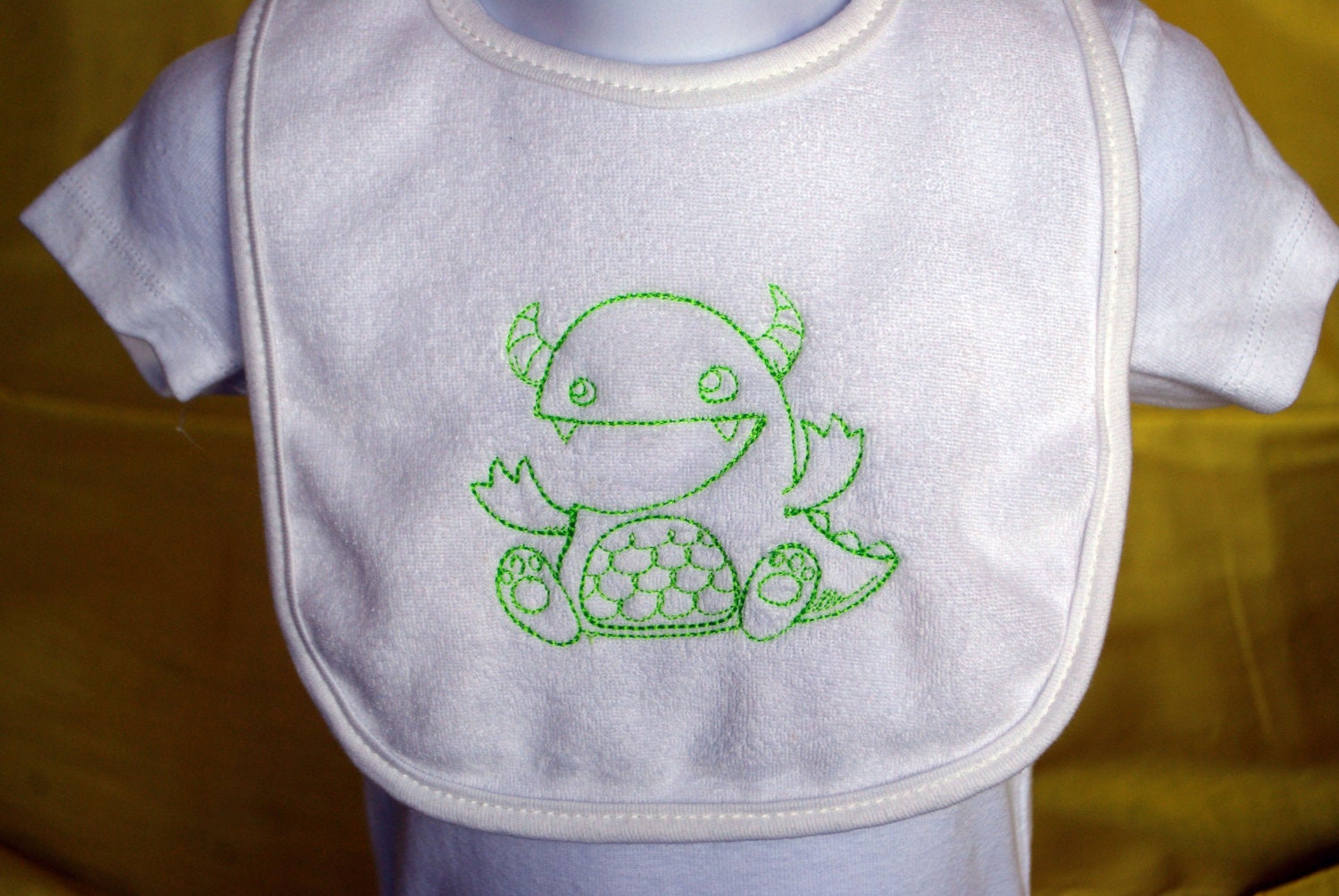 Rawr Monster embroidered bib
