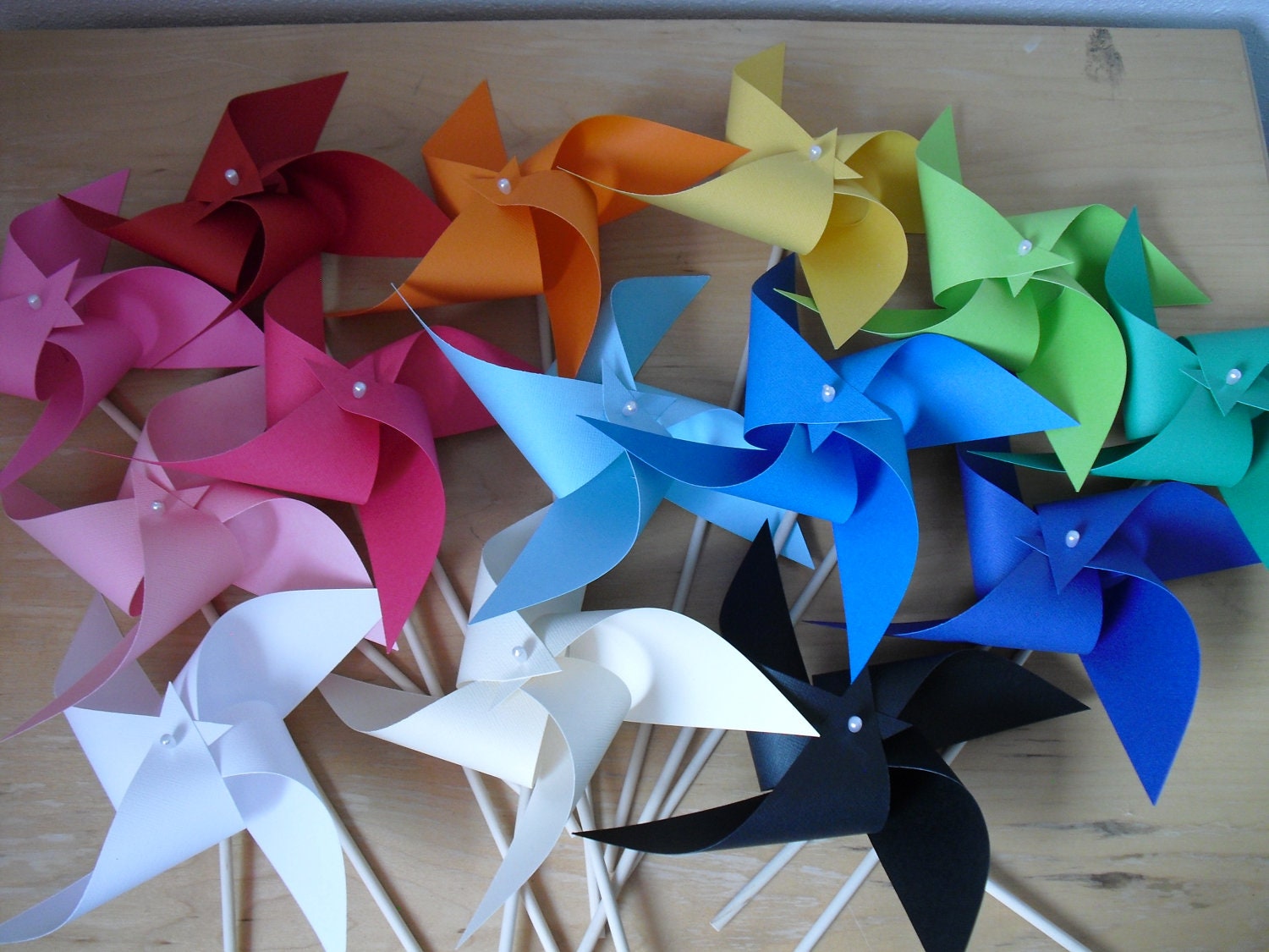 Large Spinning Pinwheels in Solid Colors- Set of Six