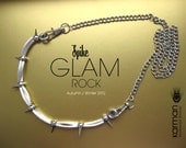 Silver glam rock necklace. Spiked jewelry. Bold modern edgy silver spikednecklace by Karman Jewelry.