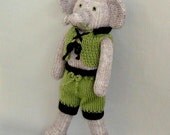 Knitted Baby Boy Elephant-Stuffed Elephant Toy-Cute Elephant Gift-Hand Knitted Doll-Yarn Animal-Lime Green Nursery Decoration