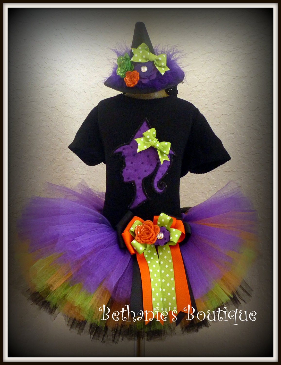 Witch Halloween Tutu costume- Barbie Witch- Girl Silhouette