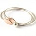 Leaf rings. Delicate stacking rings. Sterling silver and copper. Gift under 50.