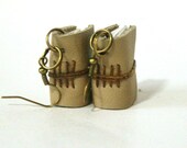 Leather Book Earrings, Taupe Tiny Handbound Journal Earrings by The Orange Windmill
