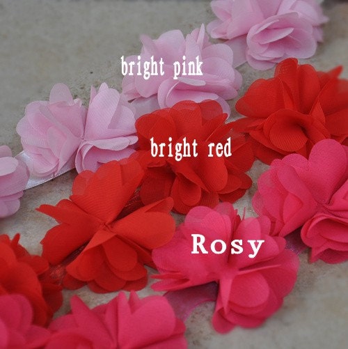 2 yards High Quality Bright Red Chiffon Flower Lace Trim DIY Handmade Accessory . A1001