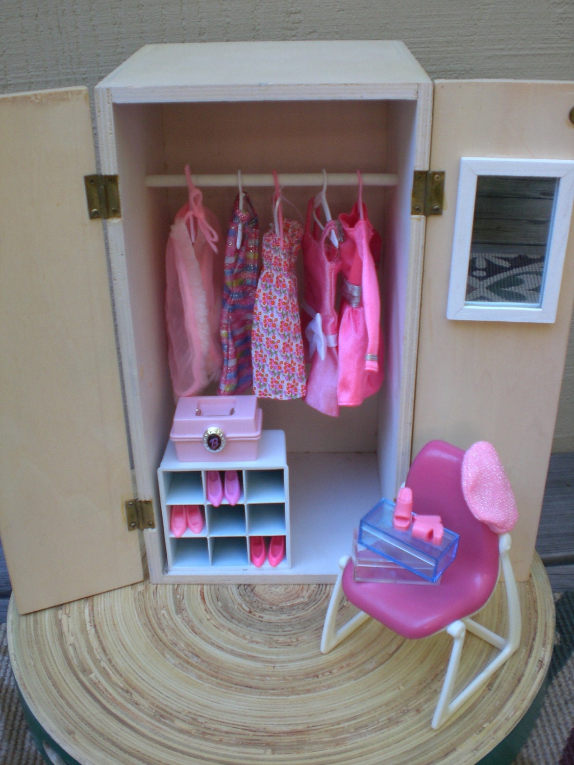 Barbie Doll House PINK WARDROBE VIGNETTE Room Furniture & Accessories Bedroom Closet Clothes