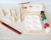 DIY Wooden Angels and Bells and Paint Kit (Christmas Colors) in a Bag Arts and Crafts for Kids Stocking Stuffer