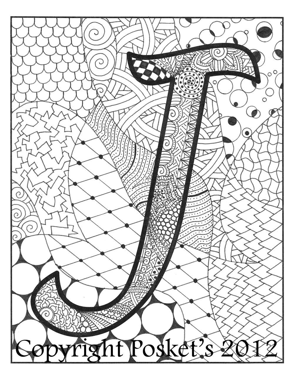 Letter J Monogram / / Art Print / / 8 x 10