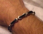 Bicycle Jewelry, Bikes, Men's Bracelet,  Bicycle Accessories, Bicycle Chain Link and Leather Bracelet