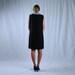 1960s Black Shift Dress with Beaded Collar / Rhinestone, Pearl and Silver Embroidered Applique High Neck / Size 16, L/XL