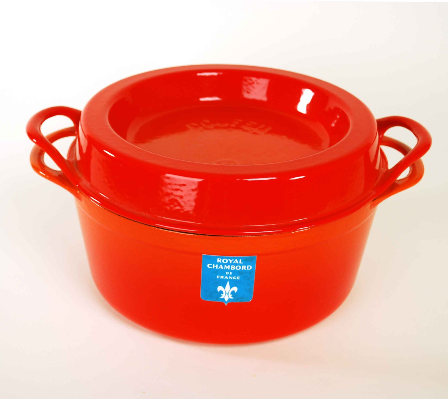 Vintage Le Creuset Cousances Orange Flame Doufeu Oven // 1960's French Enameled Cast Iron Cookware // NEW Old Stock NOS