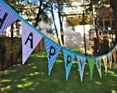 Happy Birthday fabric banner bunting, Spring Rainbow, birthday party decoration, photo prop