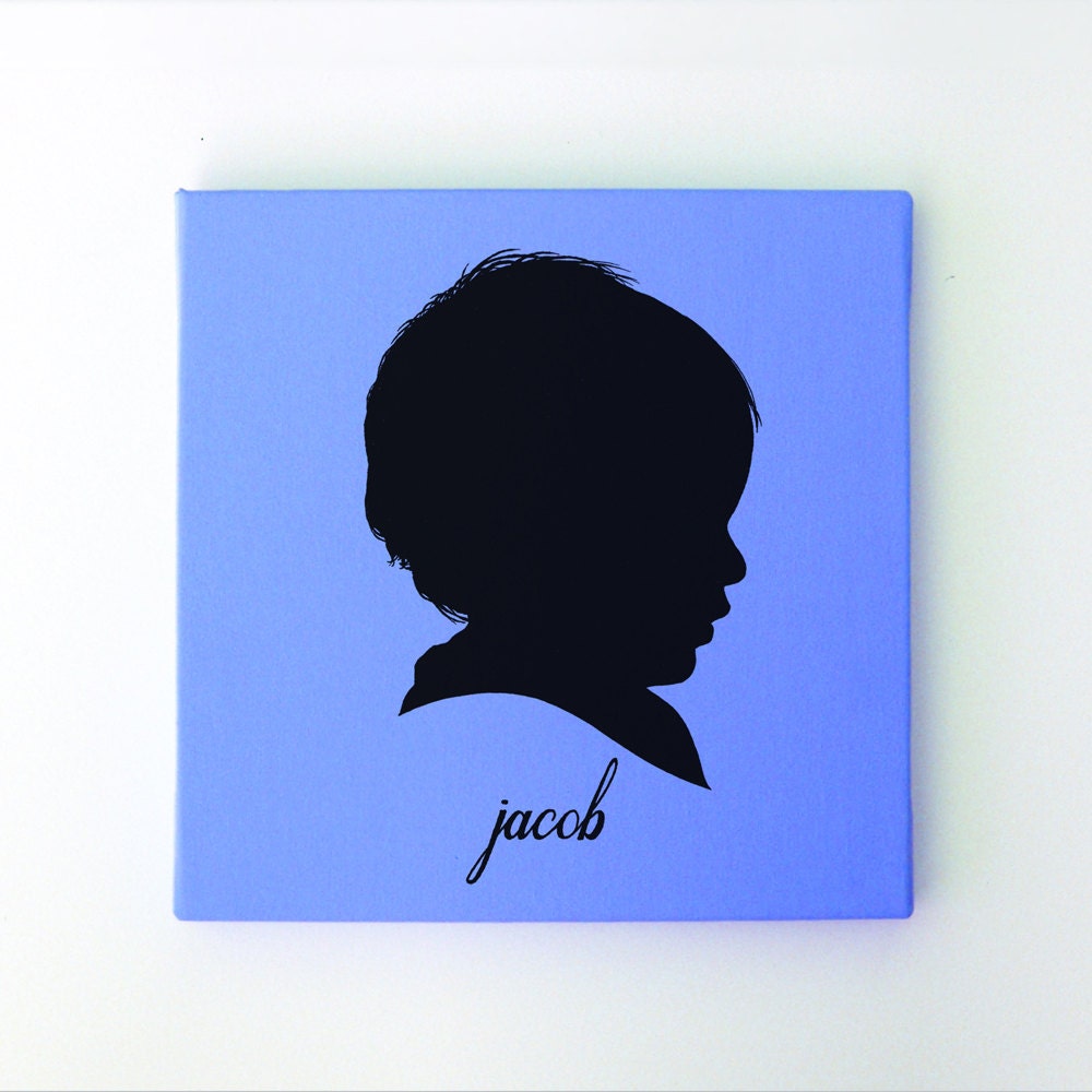 Custom Canvas Silhouette 10x10  hand painted & personalized from your photo ORIGINAL ART