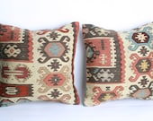 Yuner- Turks Handmade Kilim Pillow Case,High Quality Decorative Pillows (SET of 2) - 14X14