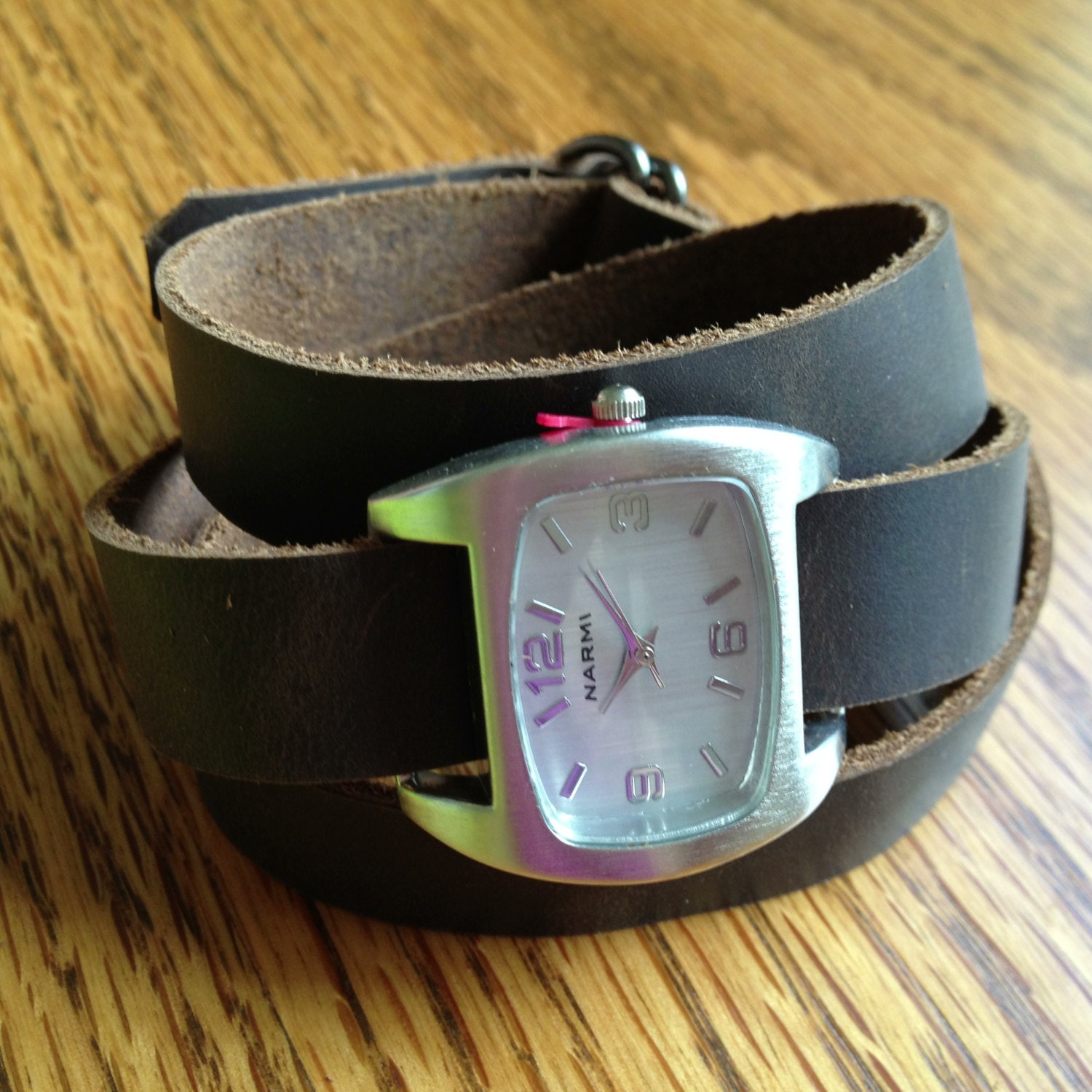 Mens Leather Adjustable 3 Wrap Watch super soft, easy on, wear distressed or plain