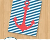 Nautical Anchor Graphic Art Print 8x10
