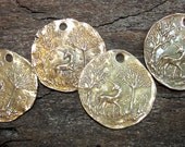 Bronze Unicorn  Garden Coin Pendant