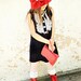 Black and White Polka Dot Ruffled Front Dress w/ Fabric Covered Buttons