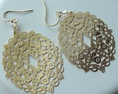 Gold Filled  Filigree Floral  Ornate Oriental  Earrings, Gold Earrings