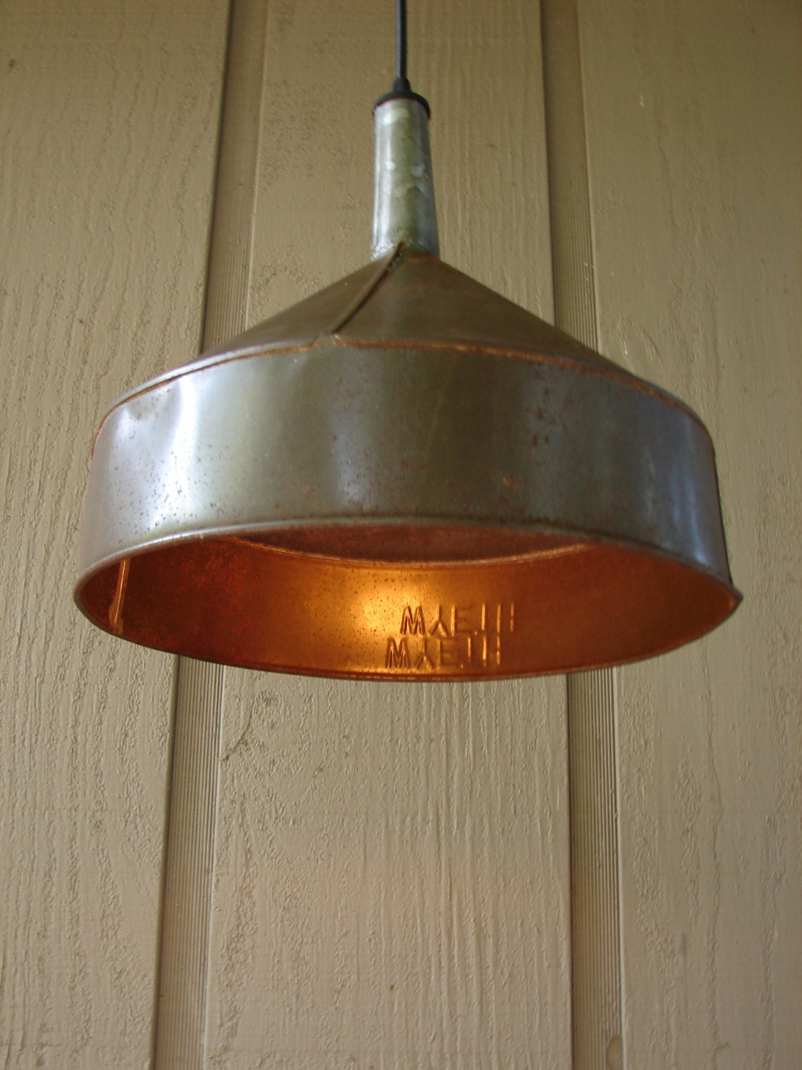 Upcycled Vintage Farm Funnel Pendant Light