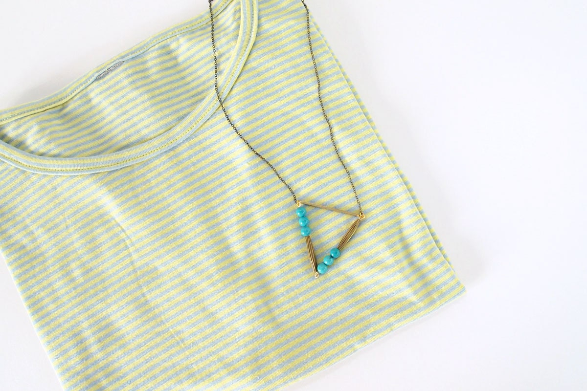 Turquoise Geometric Necklace : Turquoise in a Triangle Necklace
