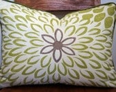 Green and Lavender Pillow Cover with Green Welt Size 24x18