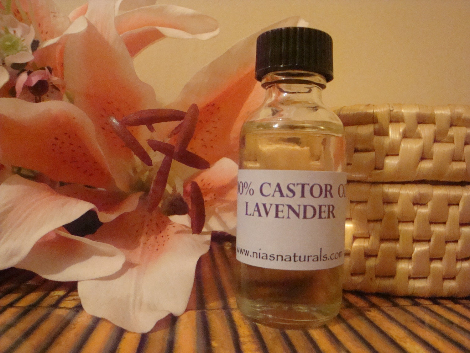 100% Pure Lavender Castor Oil 1 oz Glass Bottle