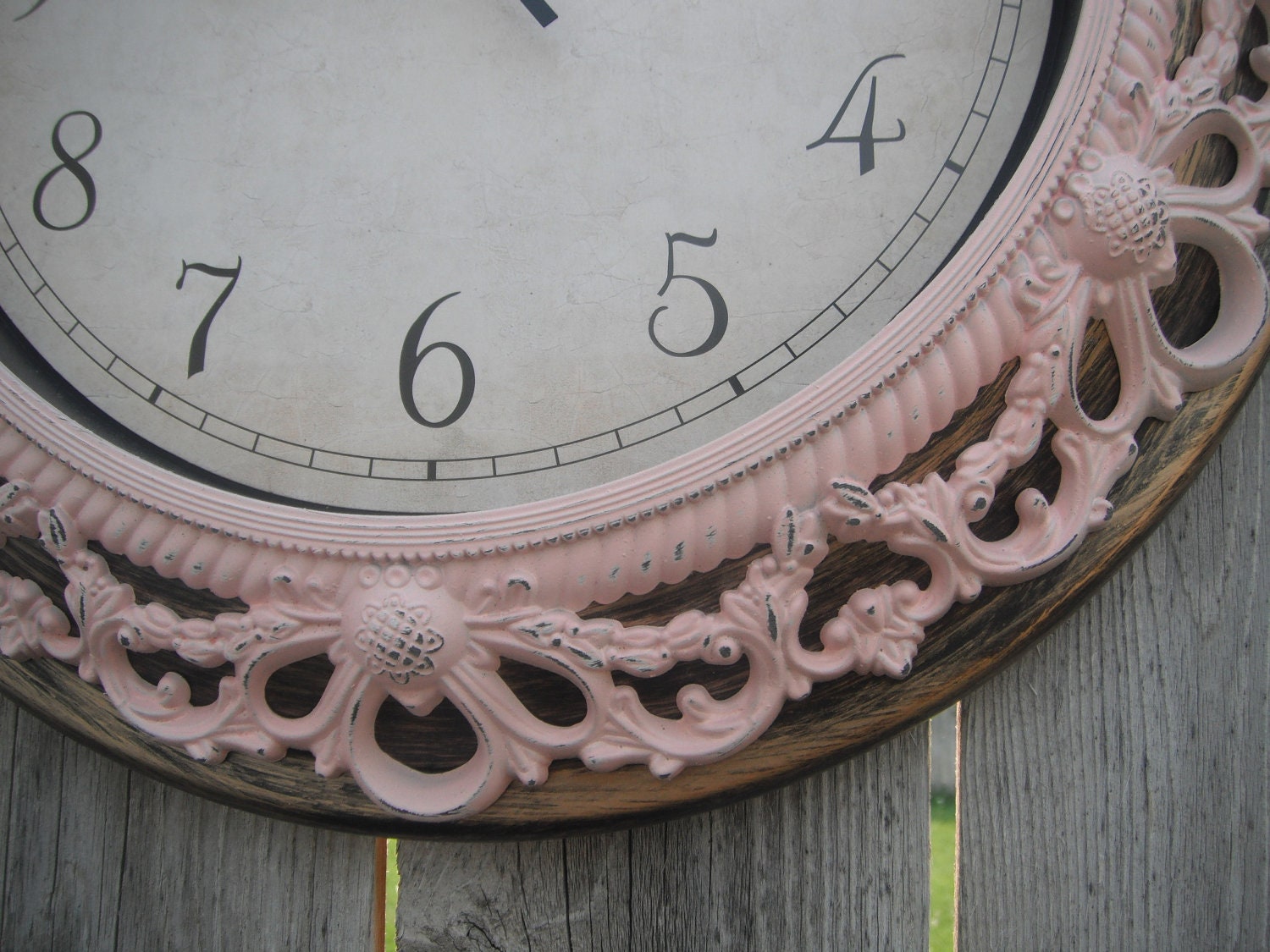 Shabby Chic WALL CLOCK in Balllet Pink or Any Color - Ornate - Home Decor