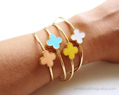 Lucky Clover Bracelet. Choose Your Color. Bridesmaid Gift. Jewelry Under 25. Simple Modern Jewelry