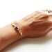 Little Blue Fish with Lucky Evil Eye Bracelet. Enameled Blue Fish with Matte Gold Beads. Simple Modern Jewelry by smallbluethings
