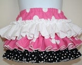All Around Baby Ruffle Bloomer Diaper Cover skirt  Minnie Mouse Inspired Pink with White Polka Dots - 0-3 months to 2T Made to Order