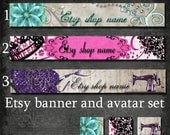 shop banner avatar set-sewing,flowers,beads,turquoise,pink,purple,lace