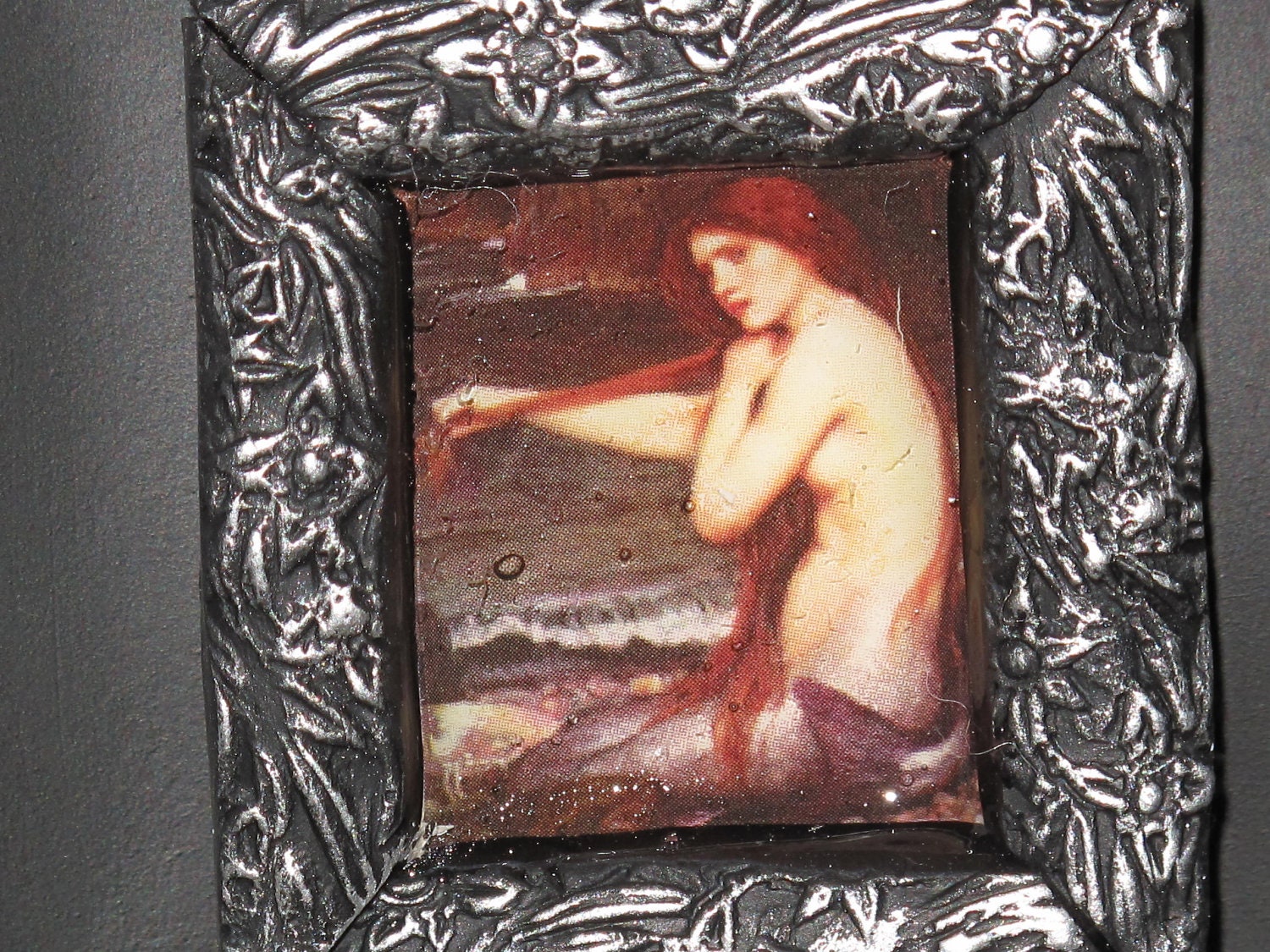 Mermaid Art Clay Pendant with Sterling Silver Chain Unique OOAK