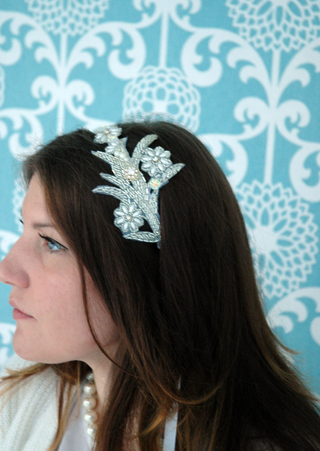 Pearl Bridal Headband - Beaded Bridal Headband-Wedding Acessories-Bridal Accessories